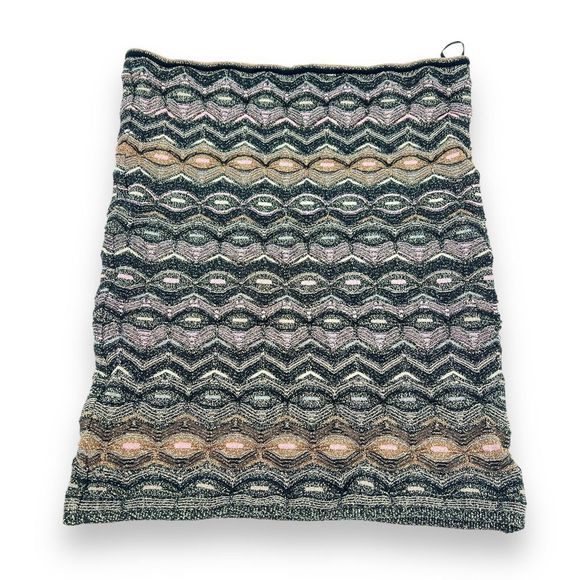 M Missoni Multicolor Patterned Lurex Knit Mini Tube Skirt IT 42 US 6 - Picture 2 of 7